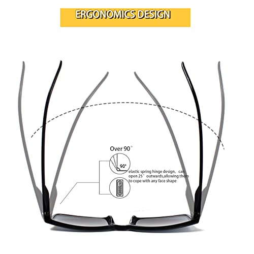 Image of Kerecsen 4 Pack Reading Glasses for Men and Women with Spring Hinges, Lightweight Black Rectangular Readers Eyeglasses (2Tortoise 1Black 1Gray Lens, 0.50)