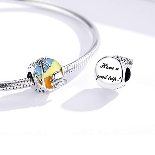 I Love Summer Charm Heart Charm,925 925 Sterling Silver Holiday at the Beach Charm fit Bracelet2