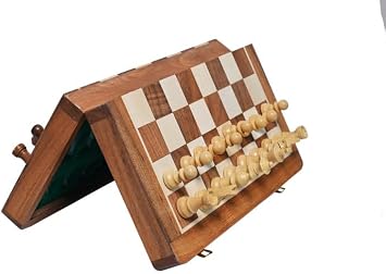 14 Folding Travel Chess Set in Golden Rosewood | Wooden Chess Set | Portable Chess Set-Best Gifting for Him or Her