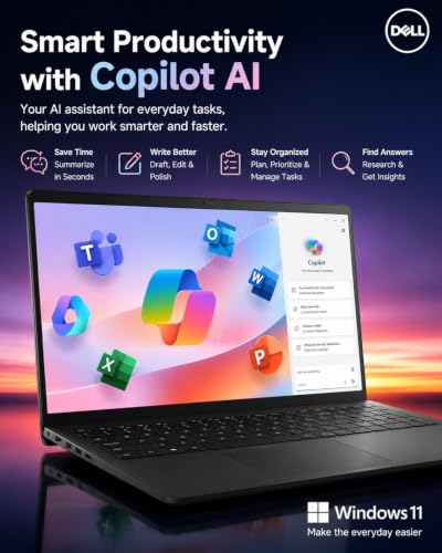Image of Dell 15.6 inch Touchscreen Laptop, Core i5-1334U, 8GB RAM, 256GB SSD | FHD touch display; 10-core Intel processor; Wi-Fi 6 and numeric keypad for work, study and everyday use