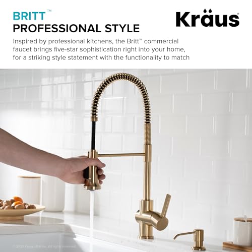 KRAUS Britt Commercial Style Kitchen Faucet in Spot Free Antique Champagne Bronze, KPF-1690SFACB by Kraus - Image 2