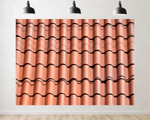 Trykid 10x10ft Terracotta Roof Tile Backdrop Curved Orange Clay Tile Neat Row Shadow Texture Photography Background Mediterranean Wedding Party Decoration Tapestry Photo Booth Prop Fabric