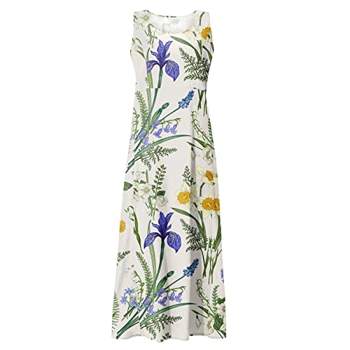 Plus Size Cotton Linen Summer Dresses for Curvy Women 2025 Sleeveless Maxi Vacation Beach Sundresses with Pockets