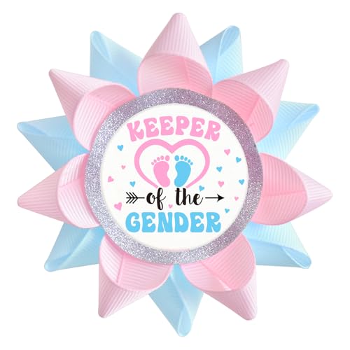 Keeper of The Gender Button Pins for Gender Reveal Party Decorations, Boy or Girl Gender Reveal Party, Baby Shower Decorations Supplies