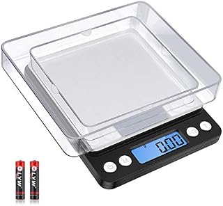 Kitchen Scale, [500g/0.01g] Diyife Food Scale, High Precision Small Digital Scale with 2 Trays, Pocket Scale with LCD Display, PCS, Tare, Stainless Steel Platform for Food, Jewelry, Medicine(Black)