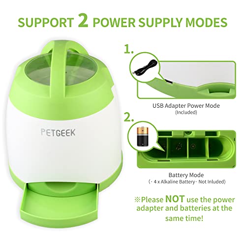 PETGEEK Treat Dispenser Dog Toys, Automatic Pet Feeder with Dual Power Supply and Remote Control, Dog Puzzle Toys and Interactive Dog Toys in One for Indoor or Outdoor Play(Green) PETGEEK Treat Dispenser Dog Toys, Automatic Pet Feeder with Dual Power Supply and Remote Control, Dog Puzzle Toys and Interactive Dog Toys in One for Indoor or Outdoor Play(Green)