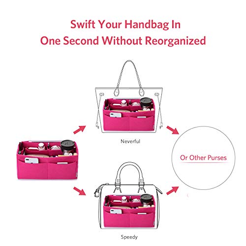 Image of Felt Purse Organizer, Bag in Bag Organizer For Tote & Handbag, Speedy, Neverfull, Medium Large Extra Large (Large, Rose)