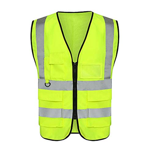 niyin204 Gilet Réfléchissant Multi-Poche 3D, Gilet Sécurité Réfléchissant Haute Visibilité, pour L'équitation, Course Pied, Construction, Manipulation Bagages,Contrôle Circulation, Jaune Fluorescent Cover