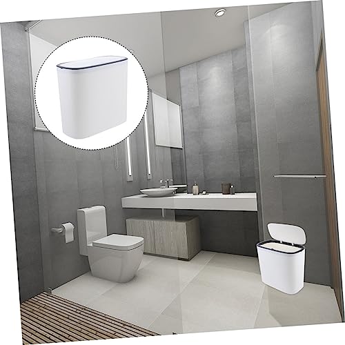 Caneca de basura rectangular blanca de plástico 1.5 gal miniatura 5