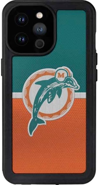 Skinit Funda impermeable compatible con iPhone 14 Pro Max, diseño vintage de Miami Dolphins con licencia oficial de la NFL