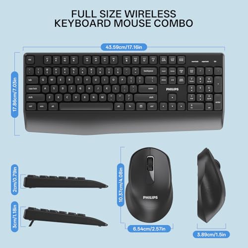 PHILIPS SPT6348 Wireless Keyboard and Mouse Combo, Ergonomic 2.4GHz | 2.4GHz plug-and-play ergonomic keyboard and mouse with sleep mode for Windows, Mac and laptops, for home/office work - image 8
