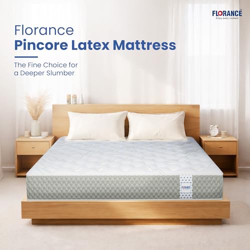 Image of Florance Pincore Latex Mattress with 7-Zone ErgoContour Foam, Medium-Firm, Pressure Relief, Oeko Tex Certified Fabric, King Size Mattress with 3 Layer Construction, 10-Year Warranty, 72x72x10 Inches