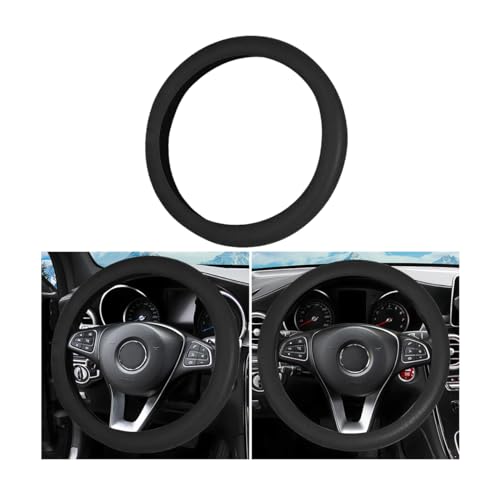 Steering Wheel Cover Auto Car Silicone Great Grip Anti-Slip Steering Cover for Diameter 36-38cm/13-15inch (Black)