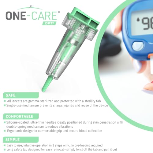 200 Count: ONE-CARE Opti Safety Lancets, Top Button Activated, 30G x 1.5mm, Auto-Retractable, Sterile, Single Use, Ideal for Blood Testing, Ultra-Thin for Comfort - Thumbnail 3