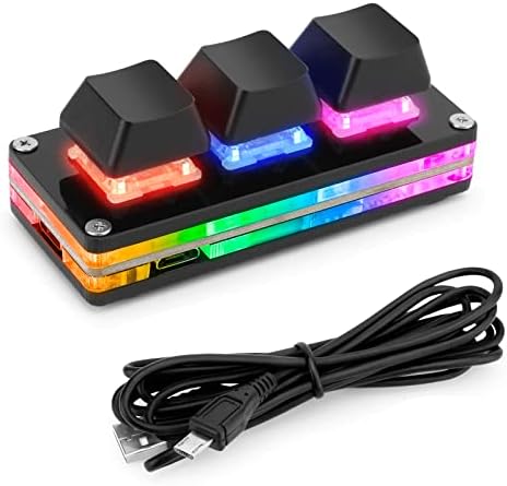 Ecarke Black USB Mini 3-Key Keypad Mechanical Gaming Keyboard Programming Macro with Software One-Handed OSU HID Standard Keyboar（Upgrade Cherry Shaft & RGB LED）