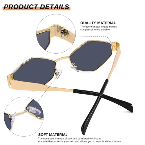 Pro Acme Hexagon Sunglasses for Women Men Vintage Retro Eyewear for UV400 Protection Shades Sun Glasses4