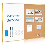 QUEENLINK Combo de pizarra de corcho blanca,