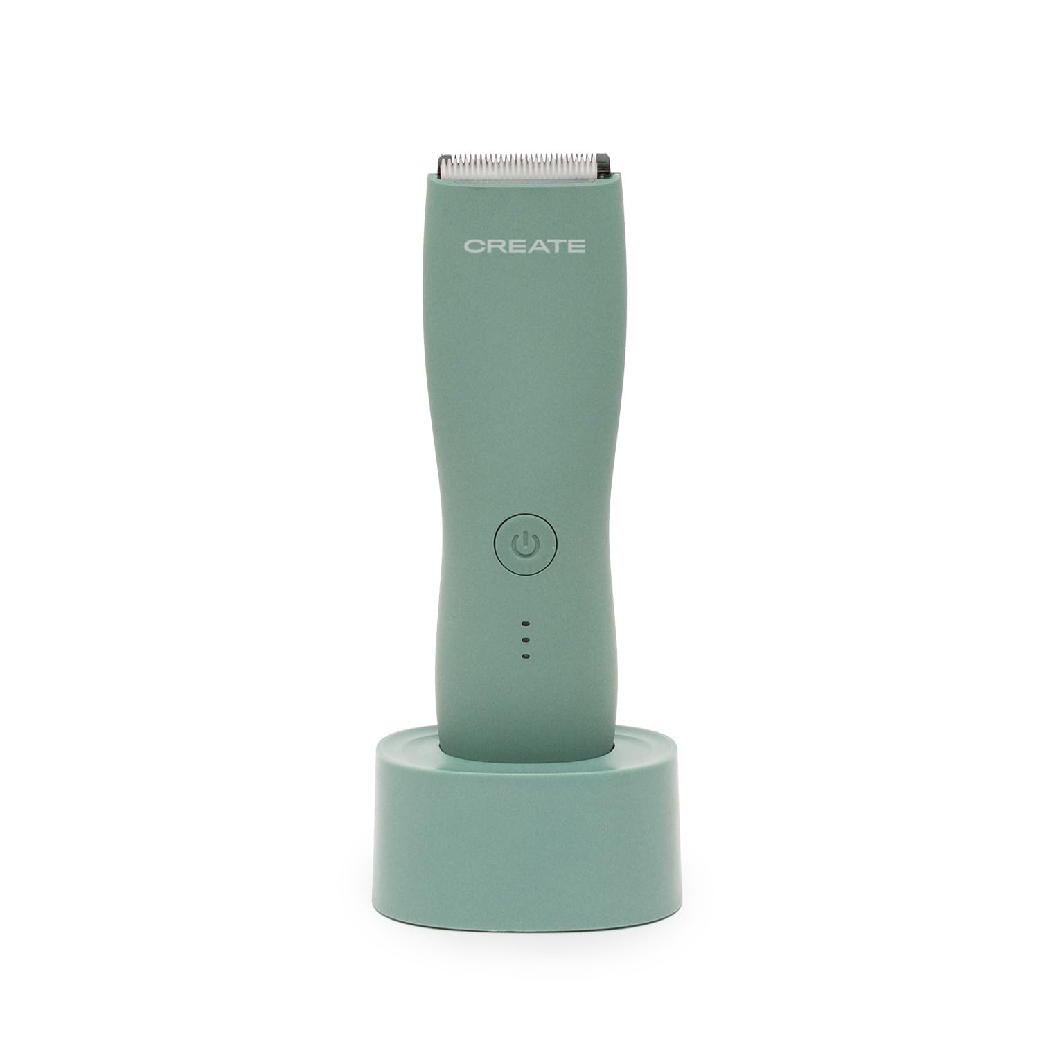 CREATE/BARBER STUDIO/Rasoir sans fil vert sauge/Résistante à l’eau, 5 hauteurs de coupe, 2 guides de coupe, lame en acier et céramique, base de chargement compacte, 5W