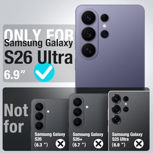 Image of JETech Magnetic Cover Case for Samsung Galaxy S26 Ultra, Compatible with MagSafe, Dual-Layer Heavy Duty Shockproof Phone Cover, Camera Lens Full Protection, Hard PC Back (Heron Purple)
