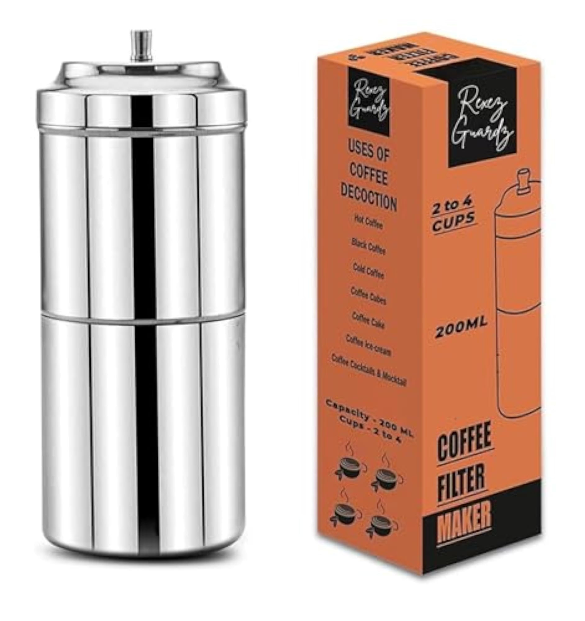 South Indian Filter Coffee Maker, Stainless Steel, 200 Ml Capacity