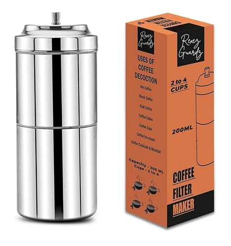 Image of South Indian Filter Coffee Maker - 200 Ml | 2-4 Cups | Stainless Steel | Filter Coffee Maker | Madras Kaapi Kappi | Coffee Brewer (Stainless-Steel)