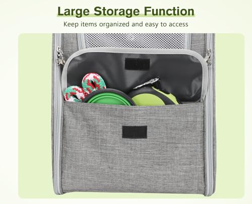 pecute Katzenrucksack Haustier Rucksack mit Netzfenster, Tragbare und Faltbare Katzentasche, Atmungsaktive und Leichte Hundetasche, Multifunktionales Ausgehen Reisen Hellgrau bis 6 kg