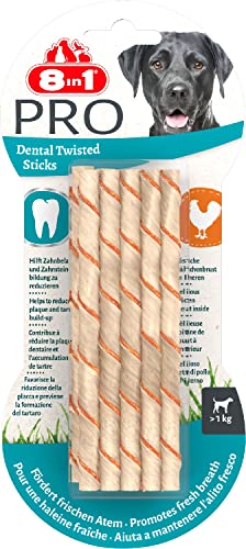 8in1 Pro Dental Twisted Sticks - Bastoncini da Masticare Sani per Cani per la Cura dei Denti, 10 Pezzi