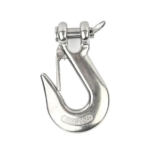 Heavy Duty 304 Stainless Steel Marine Grade Crane Clevis Lifting Chain Hoist Jaw Swivel Cargo Hook(0.5T)
