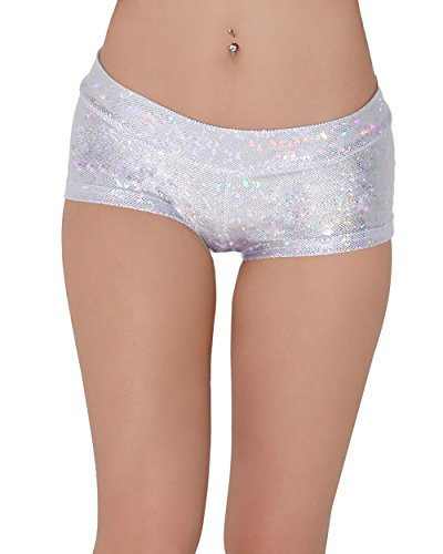 iHeartRaves Silver Hologram Rave Booty Shorts (Small)