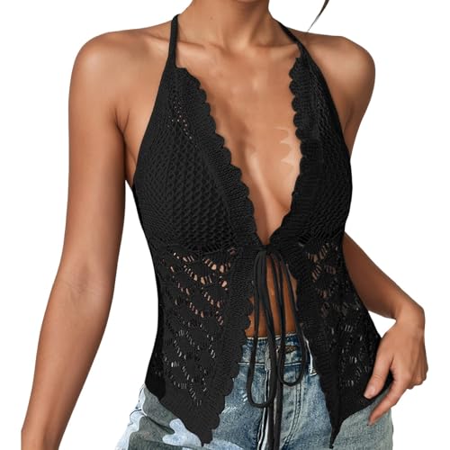 Kimono de playa para mujer con cordones y tejido calado transpirable