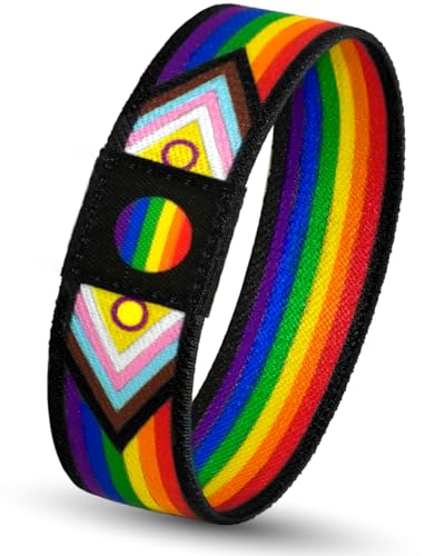nylry Rainbow LGBT Pride Bracelet for Women Men Stretch Elastic LGBTQ Wristbands for Gay Pride Accessories Outfits Trans Progress Flag LGBTQ Month Decorations-(Intersex-Inclusive)