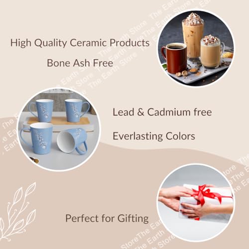 Image of The Earth Store Blossom Lavender Ceramic Coffee Mug Set 330ml, Microwave & Dishwsher Safe Tea /Milk Mug, Ideal for Home, Office, Gifting and Daily Use Set of 2