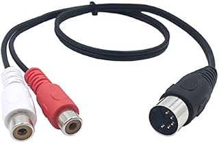 CERRXIAN 5 Pin Din MIDI Cable, 5 Pin Din Female to 2 RCA Male Professional Grade Audio Cable for Bang & Olufsen, Naim, Quad.Stereo Systems (DIN MALE 0.5M)