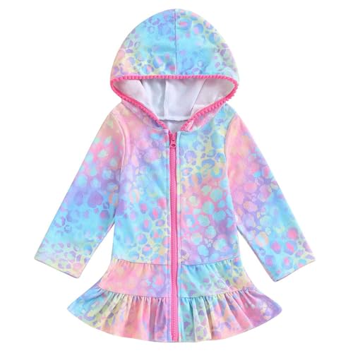Kids Girls Swim Cover Up Swimsuit Zipper Pool Towel 𝐑obe Toddler Bathing Suit Beach Hoodie Terry Cloth Coverup Swimwear