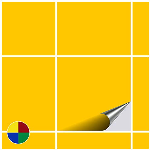 FoLIESEN Adhesivo para Azulejos para baño y Cocina - 20 x 20 cm - Amarillo Mate - 10 Adhesivos para Azulejos para Pared
