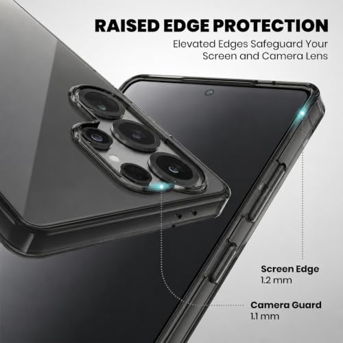 Image of VONZEE Compatible with Samsung Galaxy S25 Ultra 5G Back Cover Case Clear,[ Anti Yellow ][Military Grade Protection] Hard PC Back Cover Transparent-Black