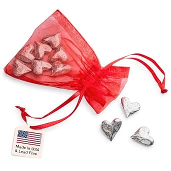 DANFORTH Pewter Vilmain Heart Pocket Charms Bag of 10