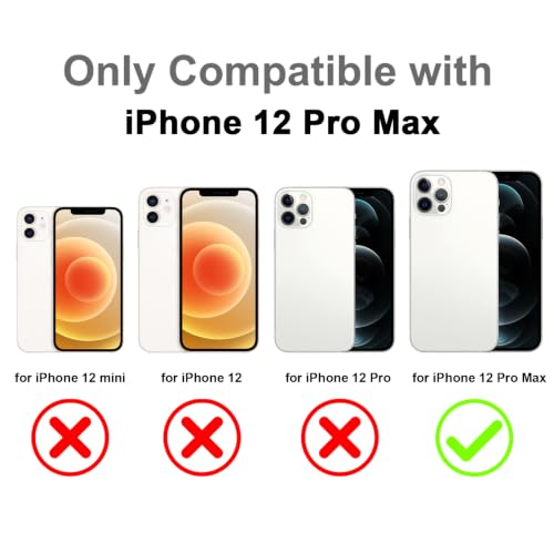 Image of Magnetic Case for iPhone 12 Pro Max [Compatible with Magsafe] [Cute Fashion Fluorescent Design] [1 Screen Protector] Slim Translucent Matte Case for iPhone 12 Pro Max 6.7 inch 2020, Black