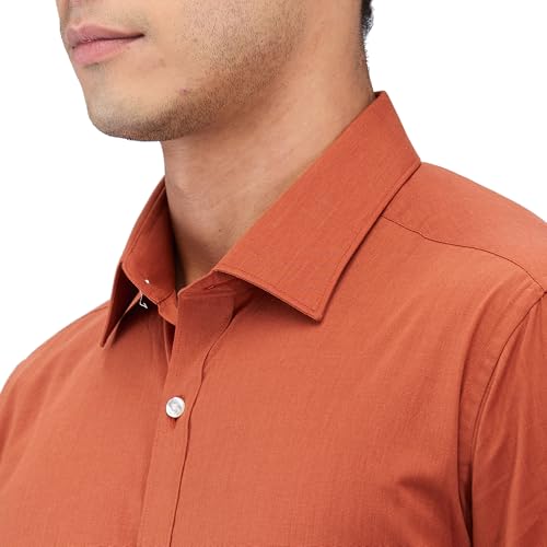 Image of Raymond Men Slim Fit Solid Pattern Pure Cotton Semi Cutaway Collar Full Sleeve Formal Shirt