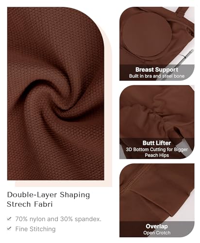 Image of SHAPELLX Women's Shapewear Bodysuits Tummy Control Butt Lifter Body Shaper Strapless Seamless Mid Thigh Jumpsuit Tops