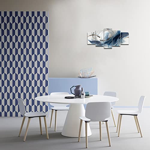 Abstract Wall Art Blue Fantasy Colorful Painting For Living Room Canvas Print Geometric Lines Print Picture 5 Panel Artwork #TOP4