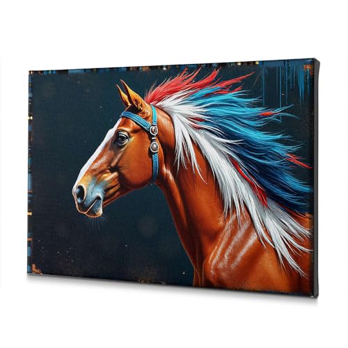 Toile de Pâques cheval rouge blanc bleu pour illuminer le foyer
