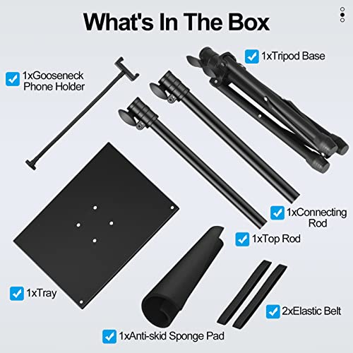 OUKMIC Projector Stand Tripod, Portable Laptop Floor Mount Adjustable Height 26 to 52 Inch with Gooseneck Phone Holder for Outdoor Movies-Detachable Computer DJ Racks - Thumbnail 7