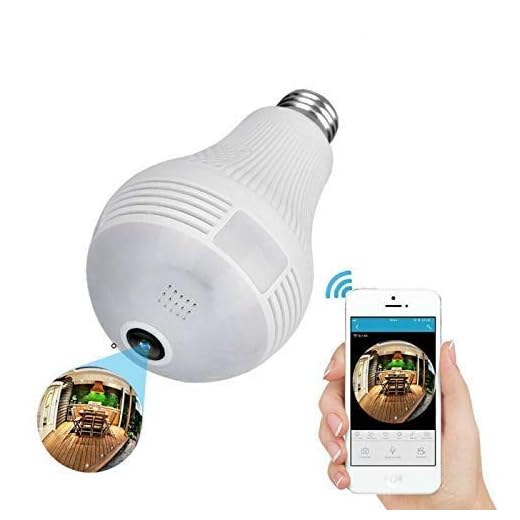SekyuritiBijon Bulb Camera 360° Panoramic Wireless CCTV Camera and Smart LED Bulb with Bulb Holder Full HD 1080P | Remote View | Motion Detection | 2 Way Communication | Fisheye - Pack of 01