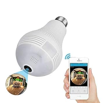 SekyuritiBijon Wi-Fi 1080p Full HD 360� Viewing Area CCTV Camera and Smart LED Bulb with Bulb Holder, White