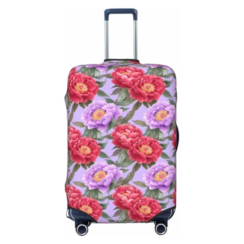 Pink And Red Peonies Elastic Travel Luggage Covers Dustproof Scratch-Resistant Suitcase Protector Fit 22-24 Inch