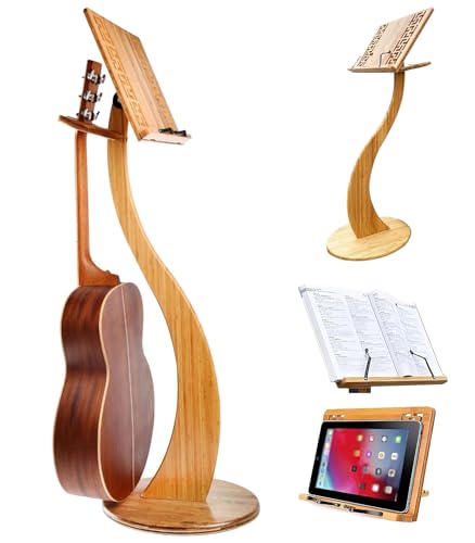 AMGBYMGB Wooden Guitar Stand,Bamboo Sheet Music Stands,Guitar Violin Music Stand,Music Book Stand,Conductor Music Stand,for Performence, Guitar, Ukulele, Violin Players