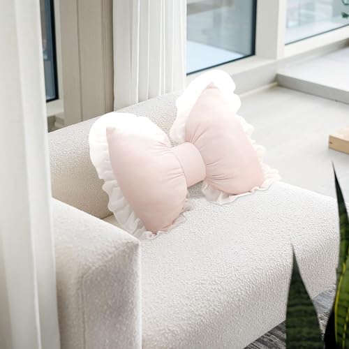 Milageto Cute Bow Cushion for Sofa Soft Bow Throw Pillow Ornament Home Furnishing Crafts Back Cushion Decorative Pillows Decor Pillow for Farmhouse Car Living Room Bedroom, Pink L - Cosy Home Interiors Milageto Cute Bow Cushion for Sofa Soft Bow Throw Pillow Ornament Home Furnishing Crafts Back Cushion Decorative Pillows Decor Pillow for Farmhouse Car Living Room Bedroom, Pink L - Image 2