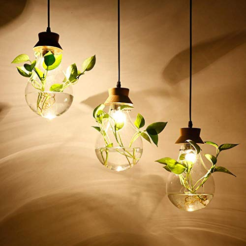 Lámpara colgante de vidrio con base de madera E27 nórdica 4