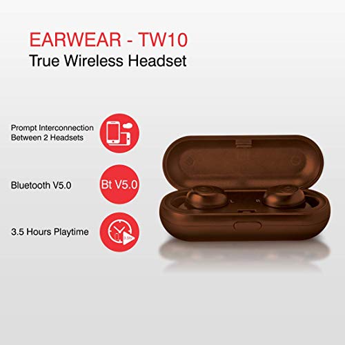 Image of iBall EarWear TW10 in-Ear Bluetooth Wireless Headphones with Protective Charging Case - Russet Brown